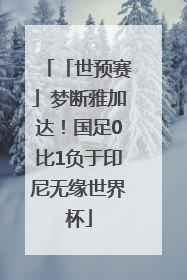 「世预赛」梦断雅加达！国足0比1负于印尼无缘世界杯