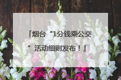 烟台“1分钱乘公交”活动细则发布！