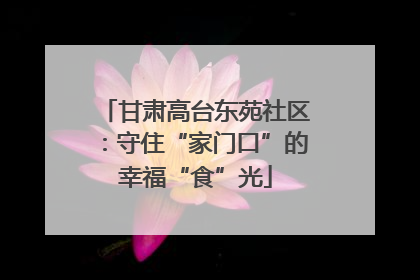 甘肃高台东苑社区：守住“家门口”的幸福“食”光