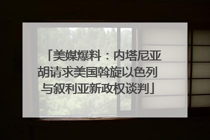 美媒爆料：内塔尼亚胡请求美国斡旋以色列与叙利亚新政权谈判