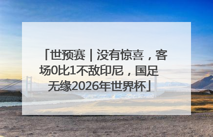 世预赛｜没有惊喜，客场0比1不敌印尼，国足无缘2026年世界杯