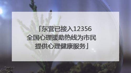 东营已接入12356全国心理援助热线为市民提供心理健康服务