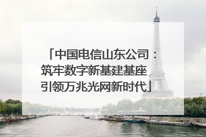 中国电信山东公司：筑牢数字新基建基座 引领万兆光网新时代