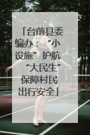台前县委编办：“小设施”护航“大民生” 保障村民出行安全
