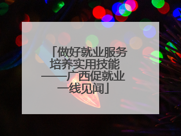 做好就业服务 培养实用技能——广西促就业一线见闻