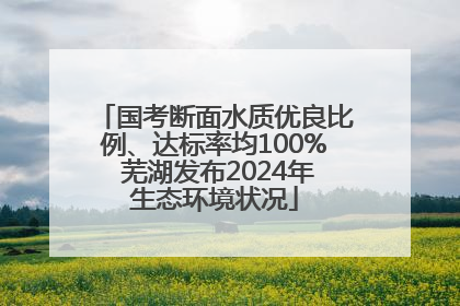 国考断面水质优良比例、达标率均100% 芜湖发布2024年生态环境状况