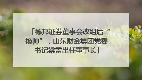 德邦证券董事会改组后“换帅”，山东财金集团党委书记梁雷出任董事长