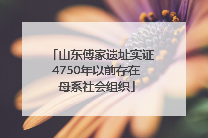 山东傅家遗址实证4750年以前存在母系社会组织