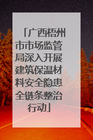 广西梧州市市场监管局深入开展建筑保温材料安全隐患全链条整治行动
