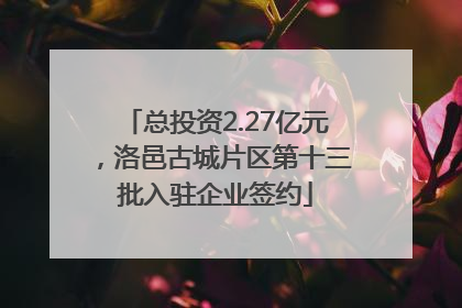 总投资2.27亿元，洛邑古城片区第十三批入驻企业签约