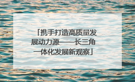 携手打造高质量发展动力源——长三角一体化发展新观察