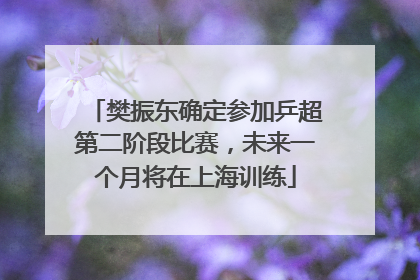 樊振东确定参加乒超第二阶段比赛，未来一个月将在上海训练