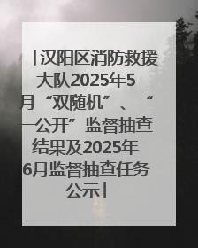 汉阳区消防救援大队2025年5月“双随机”、“一公开”监督抽查结果及2025年6月监督抽查任务公示