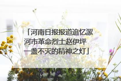 河南日报报道追忆漯河市革命烈士赵伊坪 一盏不灭的精神之灯