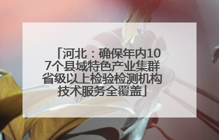河北：确保年内107个县域特色产业集群省级以上检验检测机构技术服务全覆盖