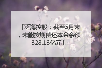 泛海控股：截至5月末，未能按期偿还本金余额328.13亿元