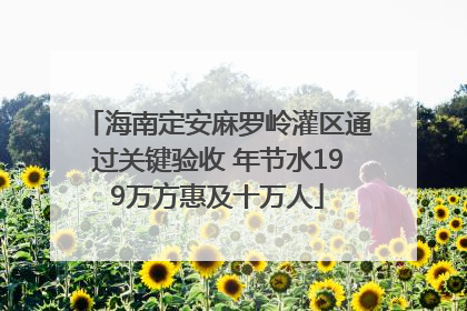 海南定安麻罗岭灌区通过关键验收 年节水199万方惠及十万人