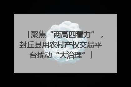 聚焦“两高四着力”，封丘县用农村产权交易平台撬动“大治理”