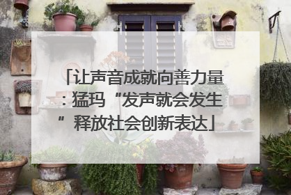 让声音成就向善力量：猛玛“发声就会发生”释放社会创新表达