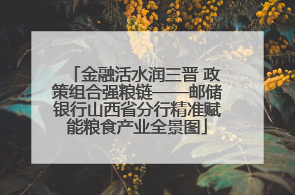 金融活水润三晋 政策组合强粮链——邮储银行山西省分行精准赋能粮食产业全景图