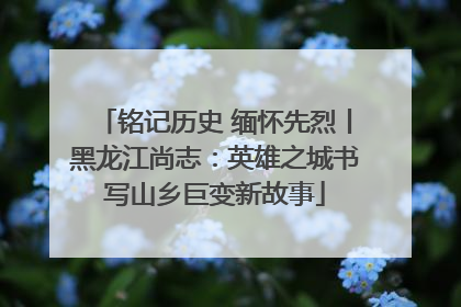 铭记历史 缅怀先烈丨黑龙江尚志：英雄之城书写山乡巨变新故事