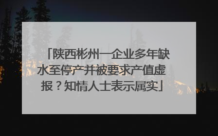 陕西彬州一企业多年缺水至停产并被要求产值虚报？知情人士表示属实