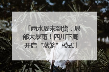 雨水周末到货，局部大暴雨！四川下周开启“蒸笼”模式
