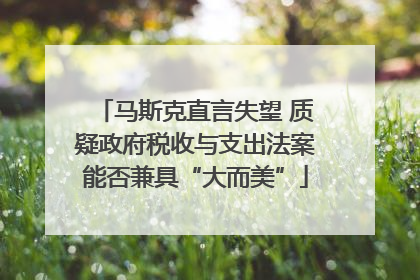 马斯克直言失望 质疑政府税收与支出法案能否兼具“大而美”