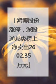 鸿博股份涨停，深股通龙虎榜上净卖出2602.35万元