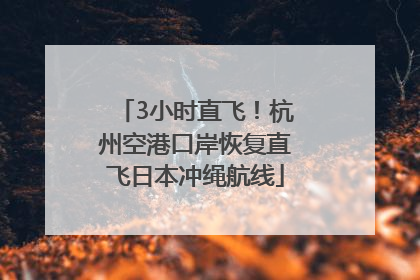 3小时直飞！杭州空港口岸恢复直飞日本冲绳航线