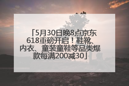 5月30日晚8点京东618重磅开启！鞋靴、内衣、童装童鞋等品类爆款每满200减30
